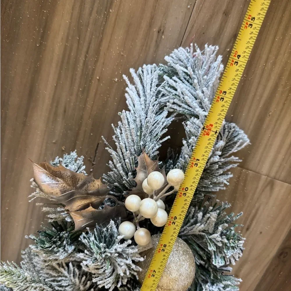 Martha Stewart Christmas Holiday Flocked Pine Vertical Winter Wreath Swag